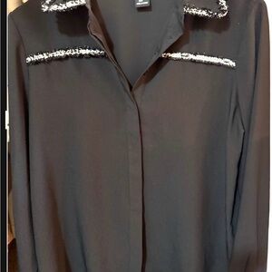 Rachel Zoe Black Top with Embellished Details